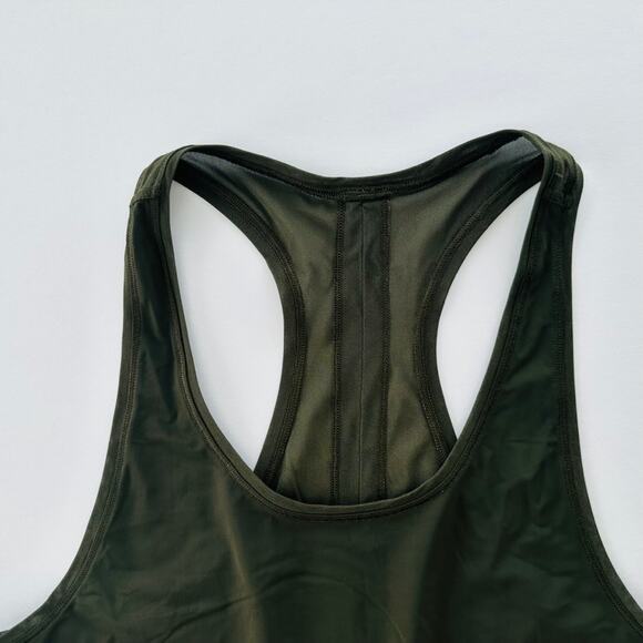 Lululemon Two With One Singlet Dark Olive Green Size 4 Mesh Tie Back Lightweight - Picture 5 of 8